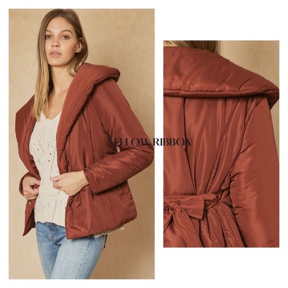 🆕 Button Down Jacket w/ Self-Tie Waist Closure - Picture 3 of 4